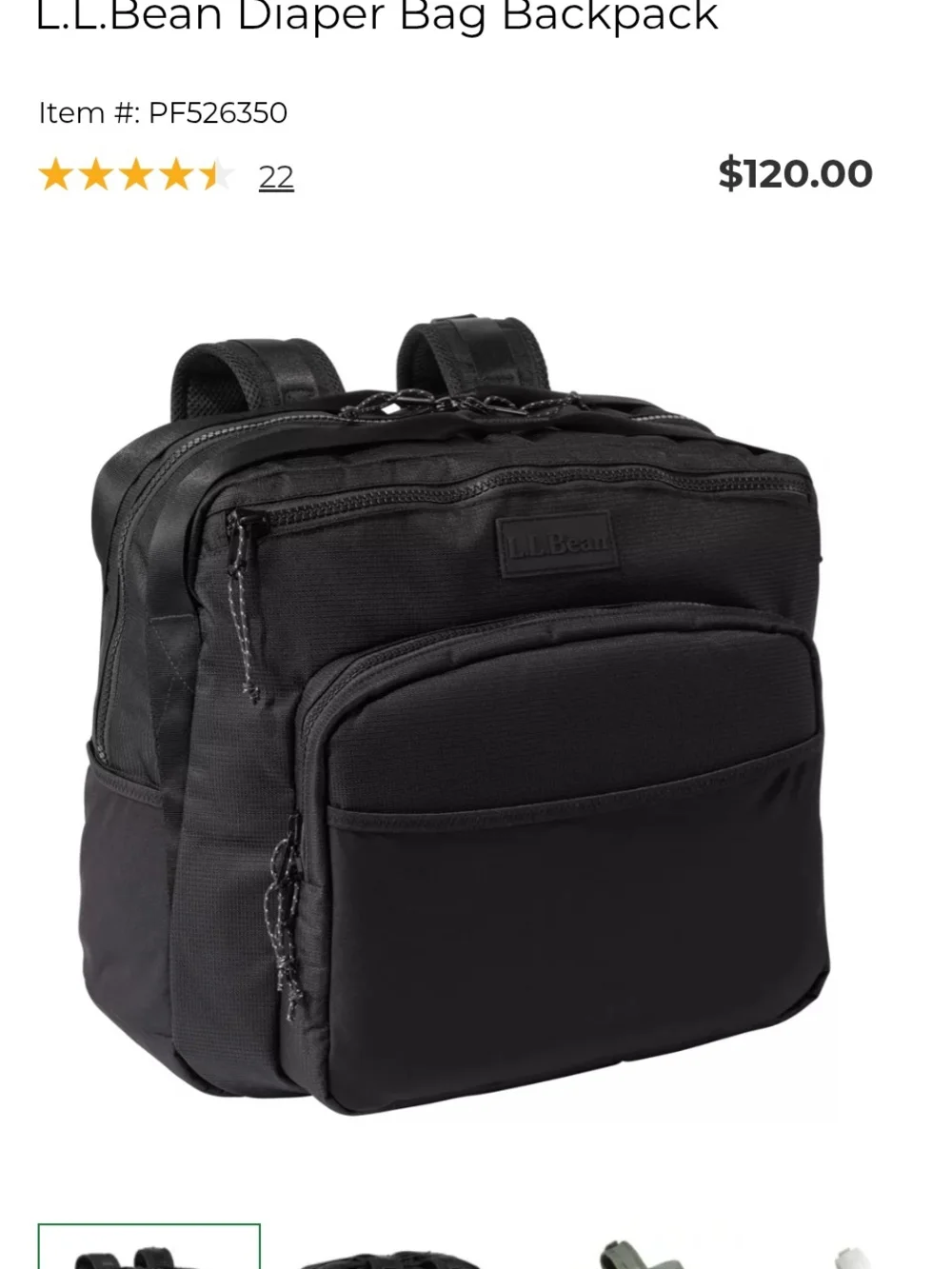 L.L Bean Black Diaper Backpack